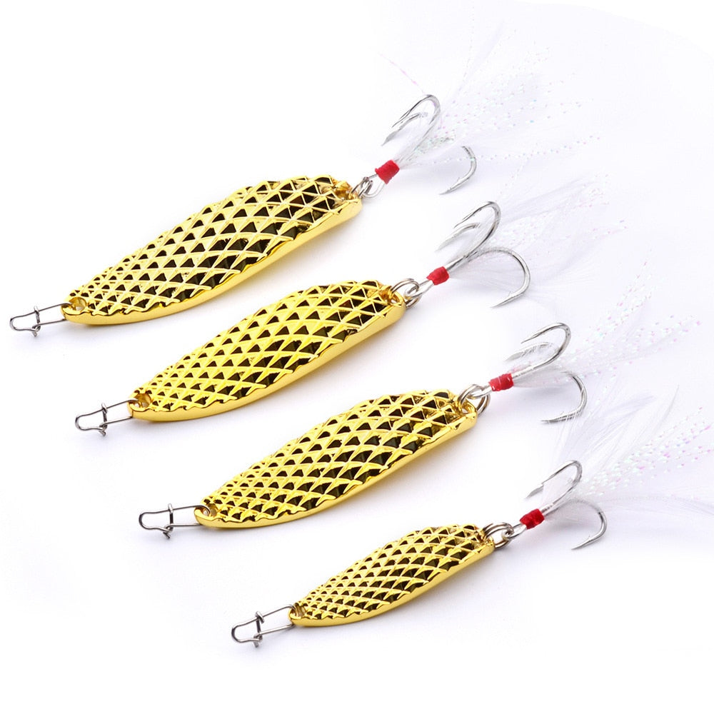 Diamond Knurled Spoon Bait with Feather Hackle – Frontier Sports + Outdoors
