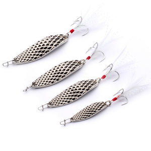 Diamond Knurled Spoon Bait with Feather Hackle