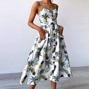 Cute Print Spaghetti Strap Sundress