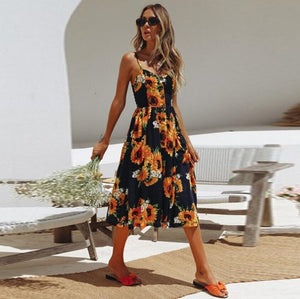 Cute Print Spaghetti Strap Sundress