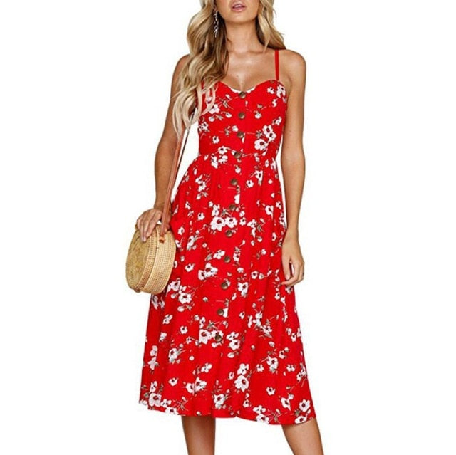 Cute Print Spaghetti Strap Sundress